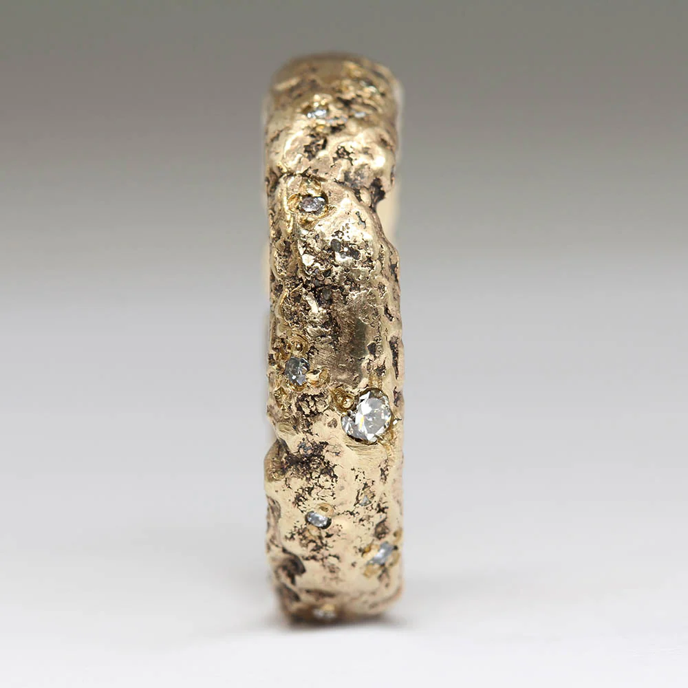 6mm Extra Texture Sandcast Diamond Scatter Ring - Image 4