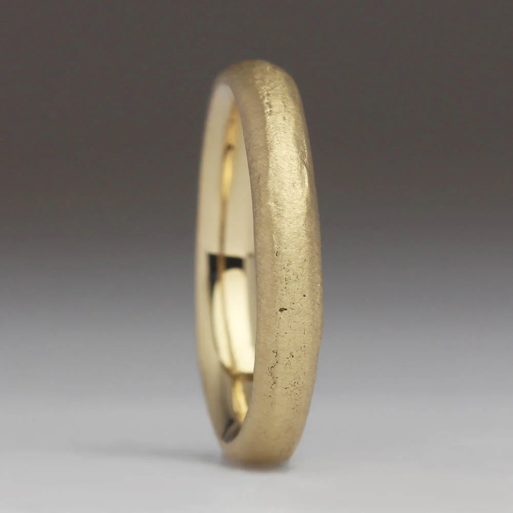 9ct Yellow Gold 3mm Comfort Sandcast Ring - Size M1/4 - Image 3