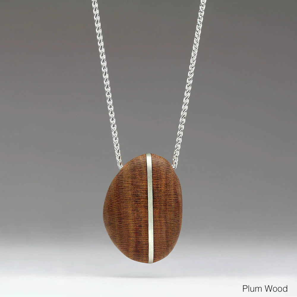 Centred Silver Inlay Pebble Pendant - Image 5