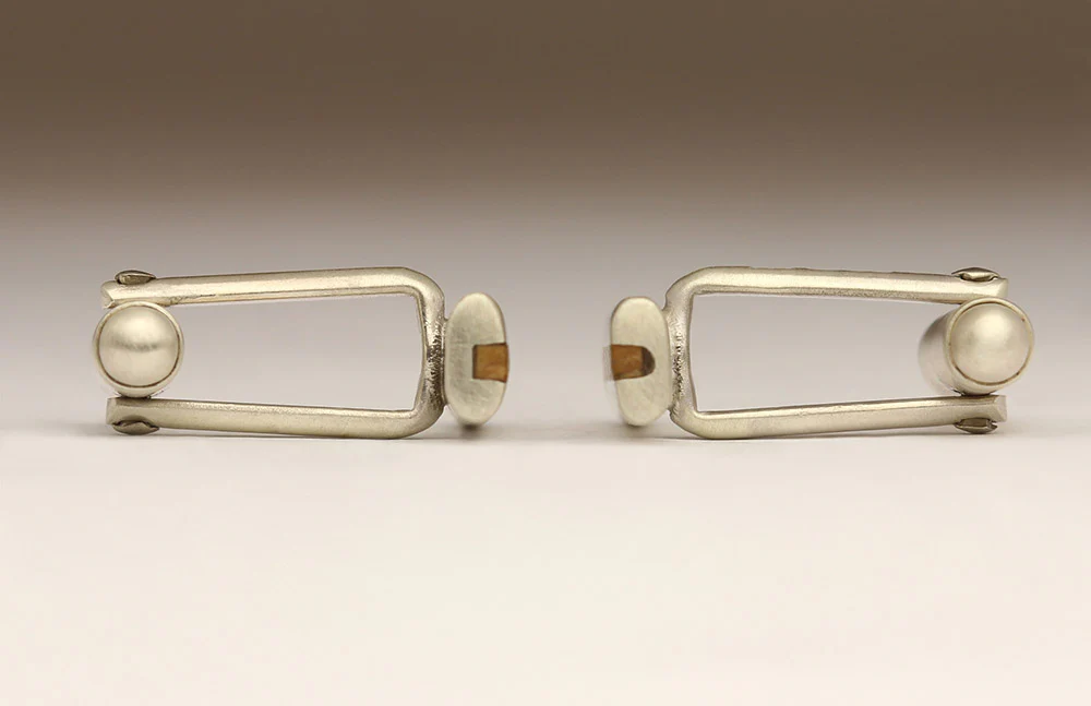 Contemporary Silver and Oak Cufflinks - C7 - Image 3