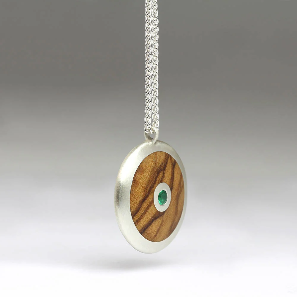 Emerald and Wood Pendant - Image 3