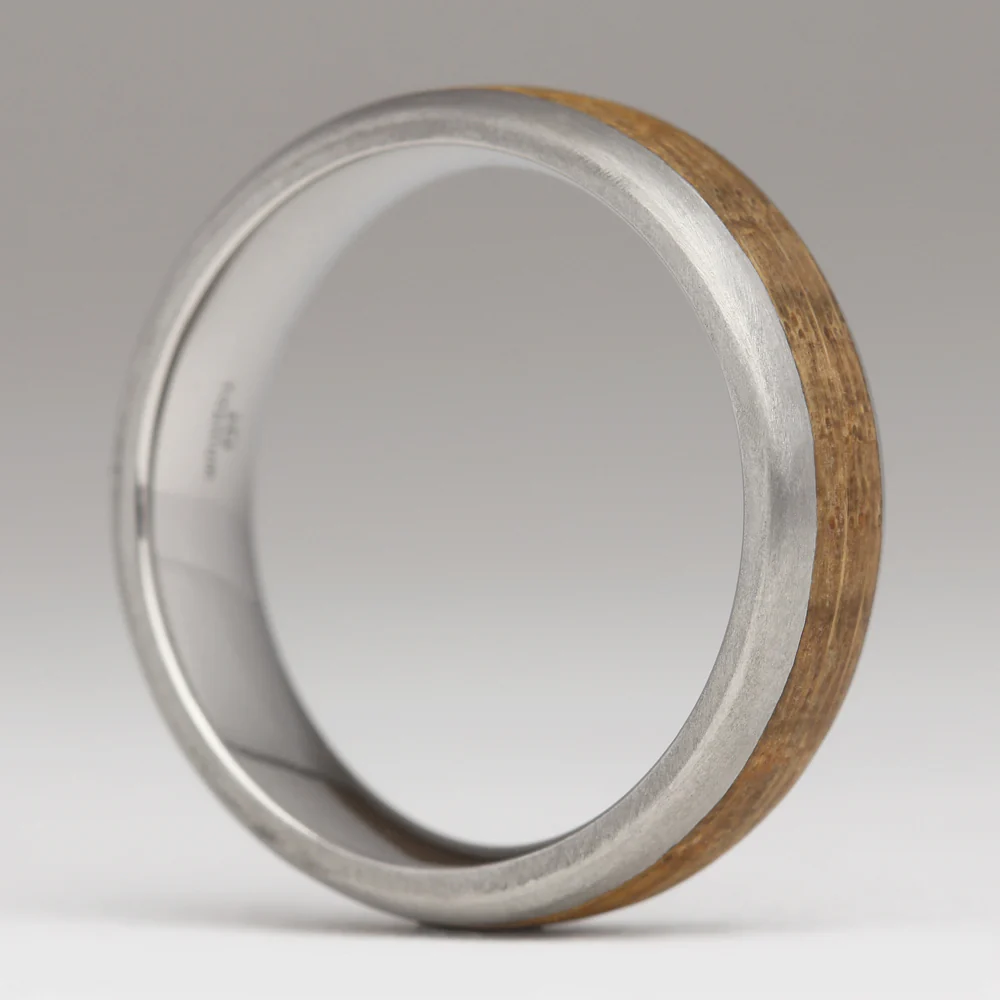 R55 6mm Titanium Oak Wood Ring - Size N1/4 - Image 3