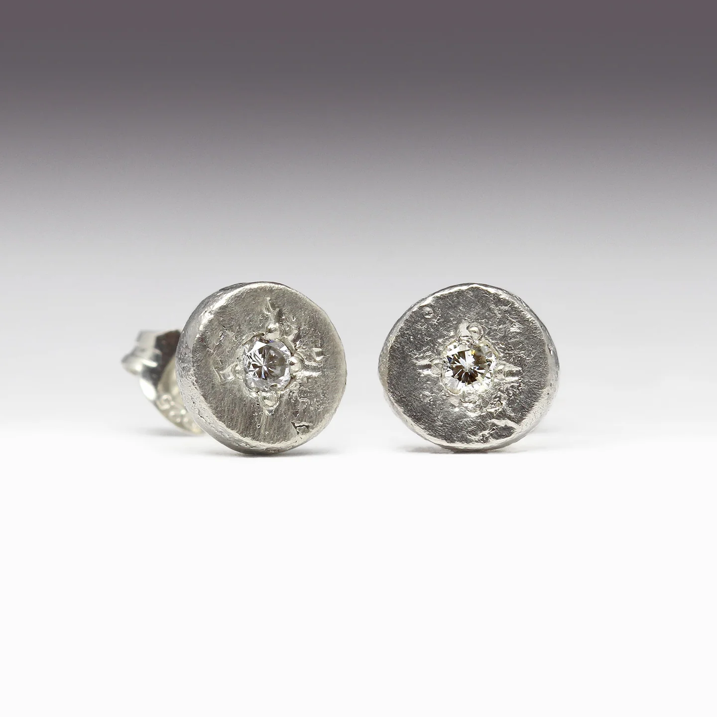 Sandcast Vintage Diamond Studs - Image 4