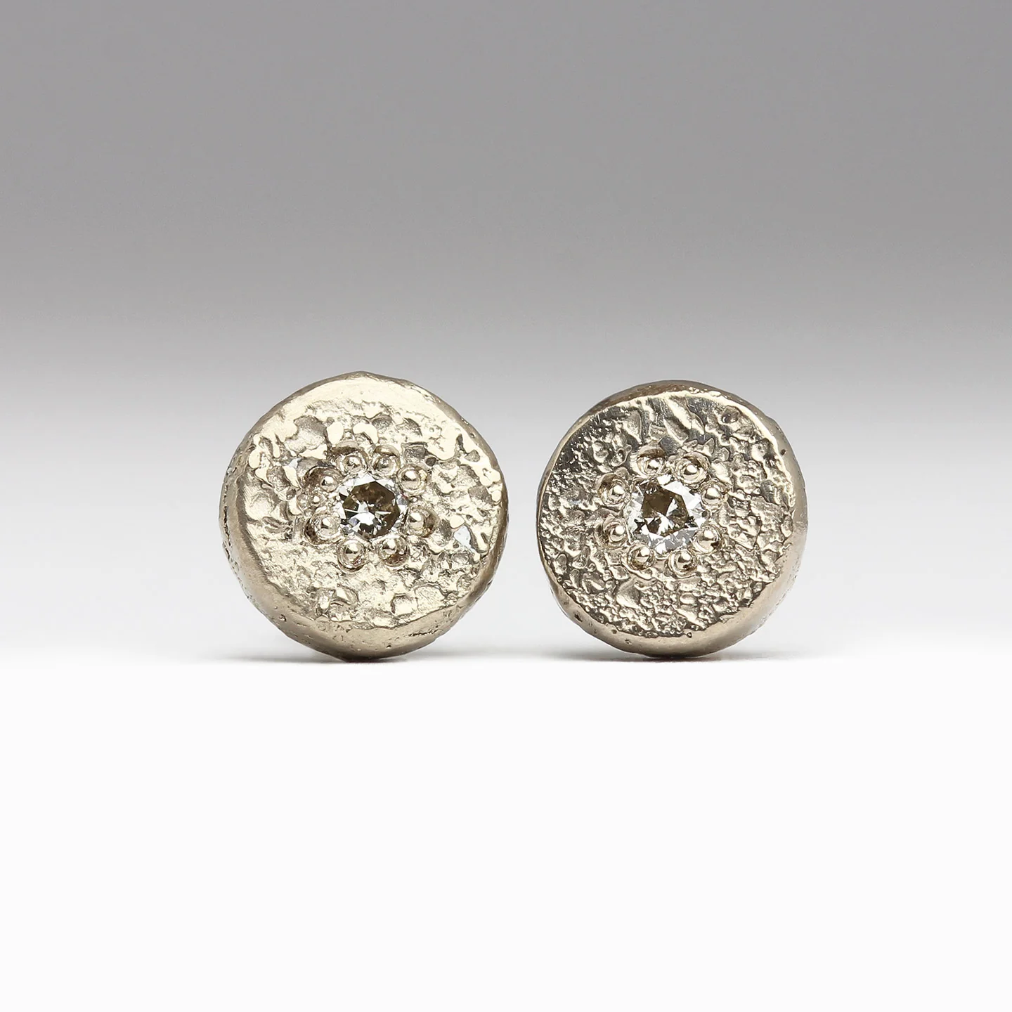 Sandcast Vintage Diamond Studs - Image 6