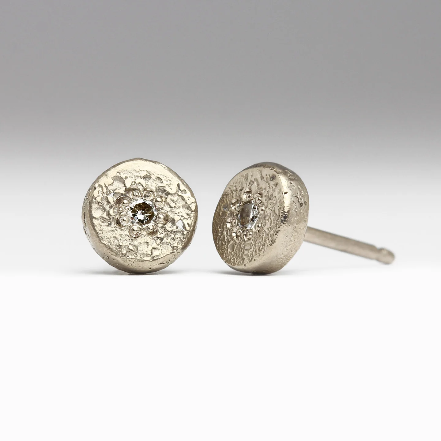 Sandcast Vintage Diamond Studs - Image 7