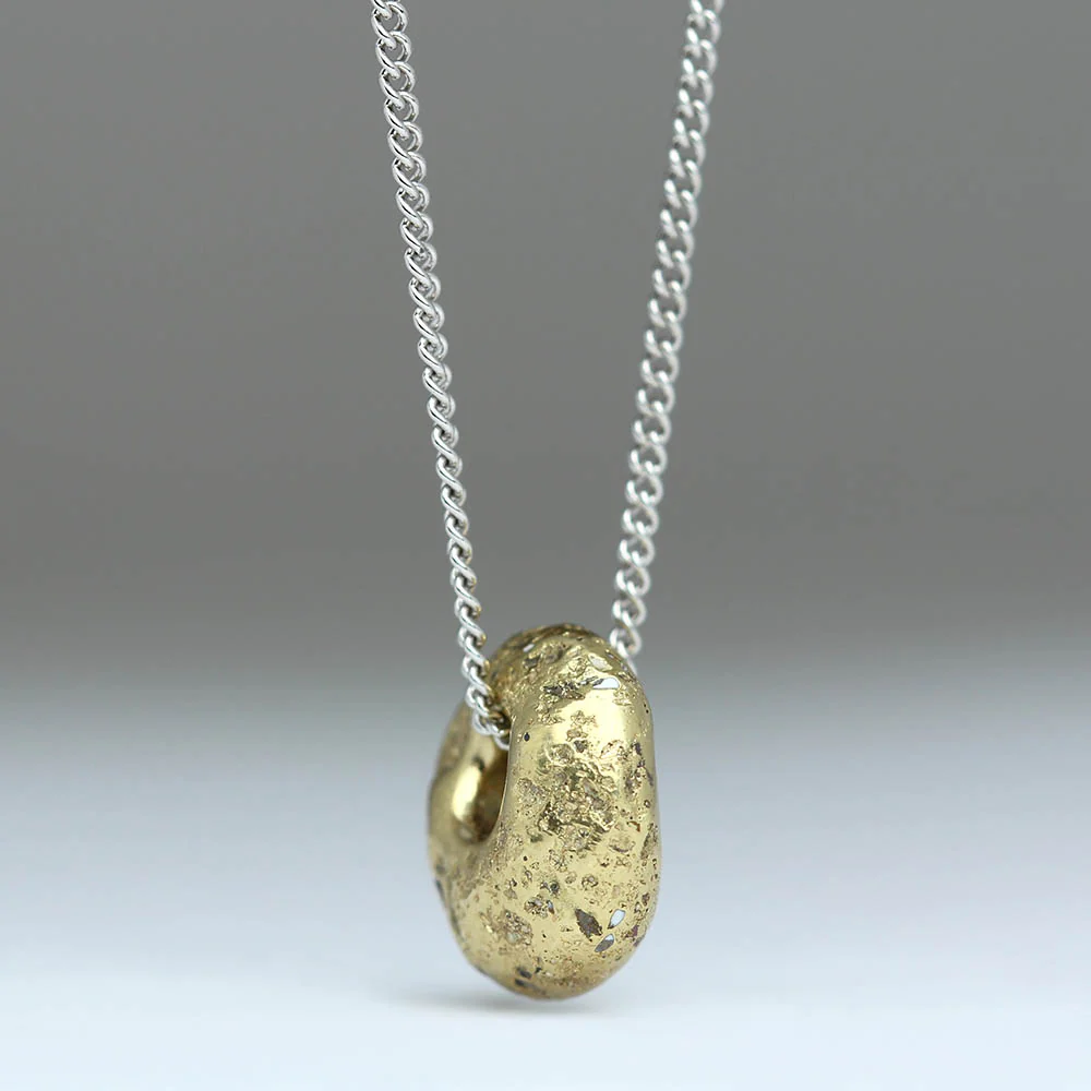 Sandcast 18ct Yellow Gold Drop Pendant - Ready to Wear - Image 3