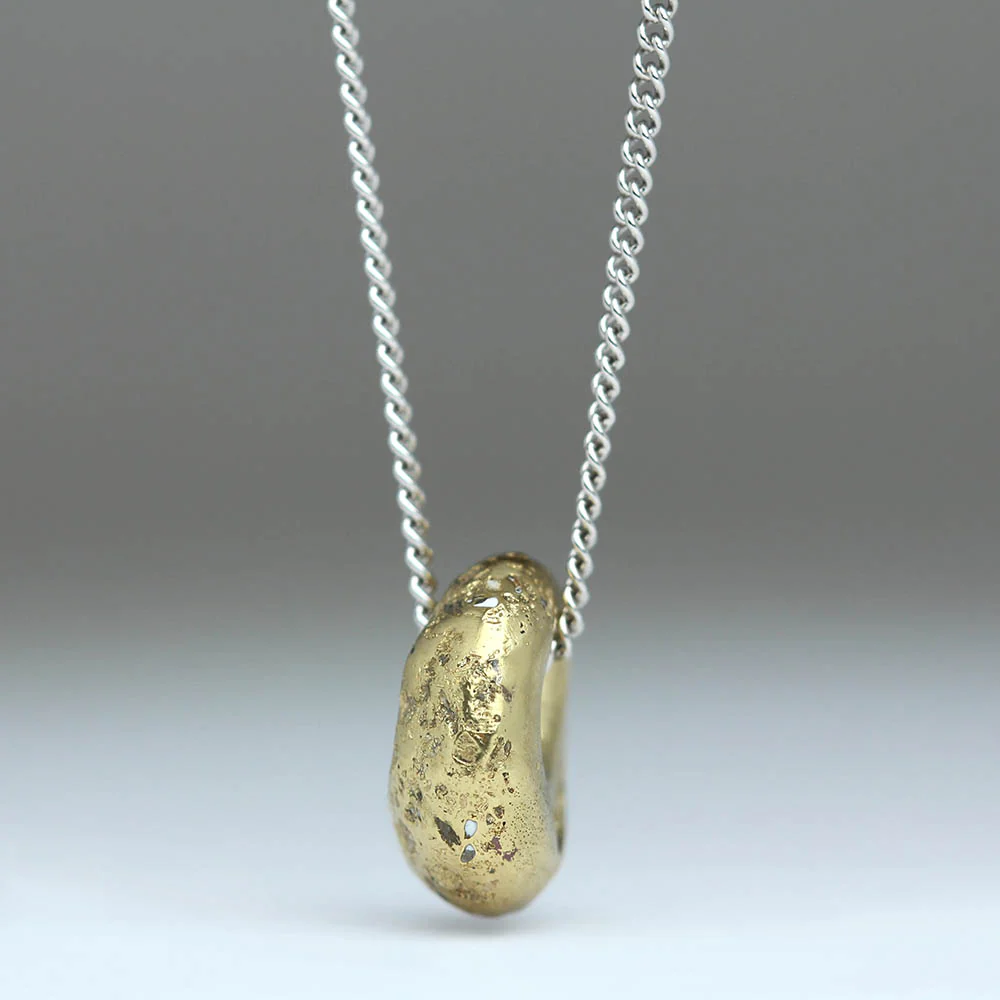 Sandcast 18ct Yellow Gold Drop Pendant - Ready to Wear - Image 4