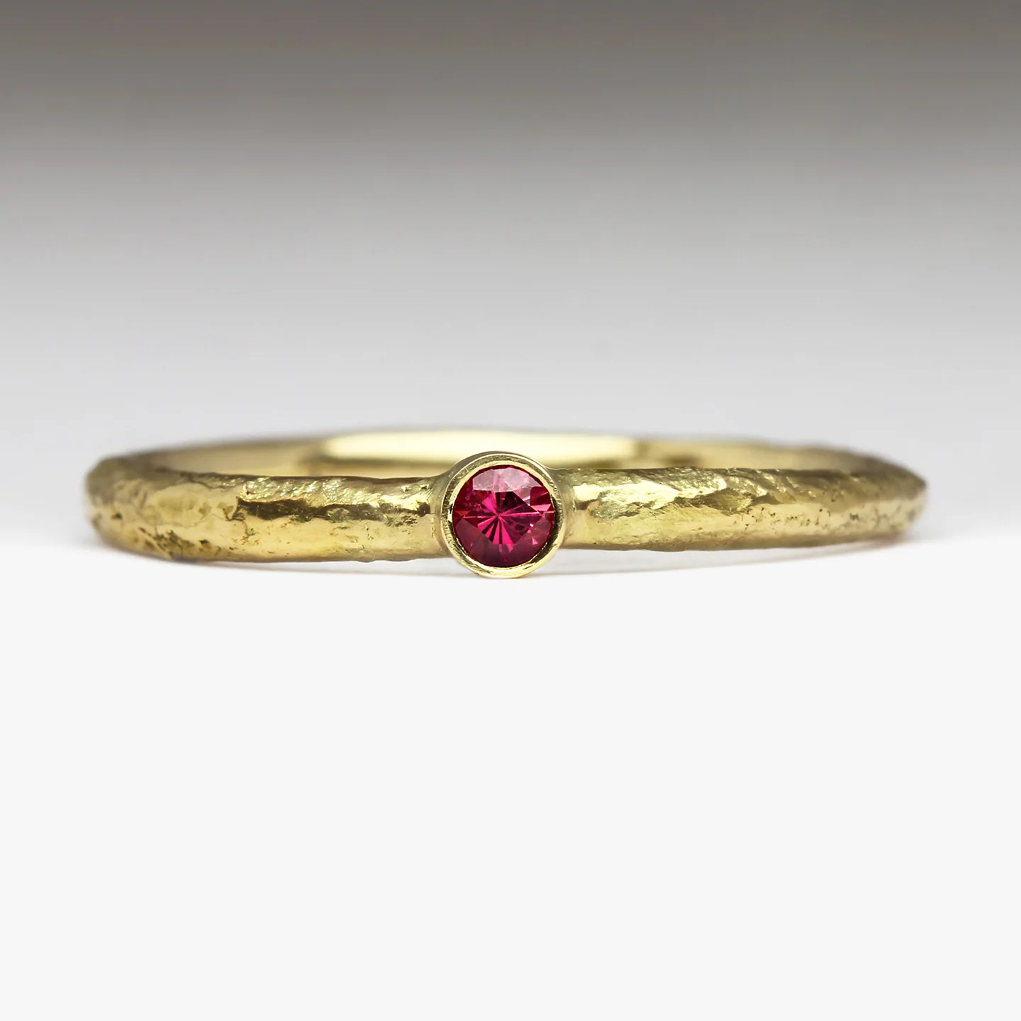 Sennen - Sandcast Bezel Set Ruby Ring - Image 6