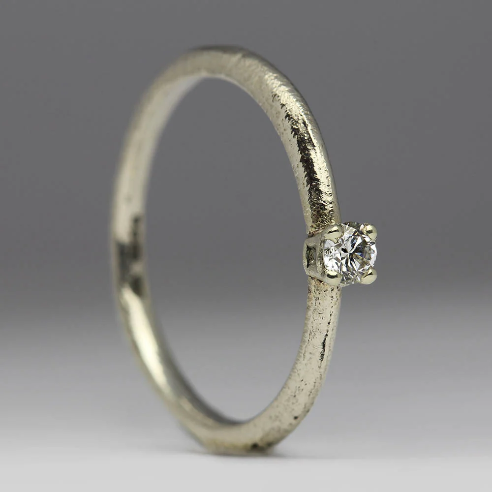 Tresco - Sandcast Solitaire 0.1ct Diamond Ring - Image 3