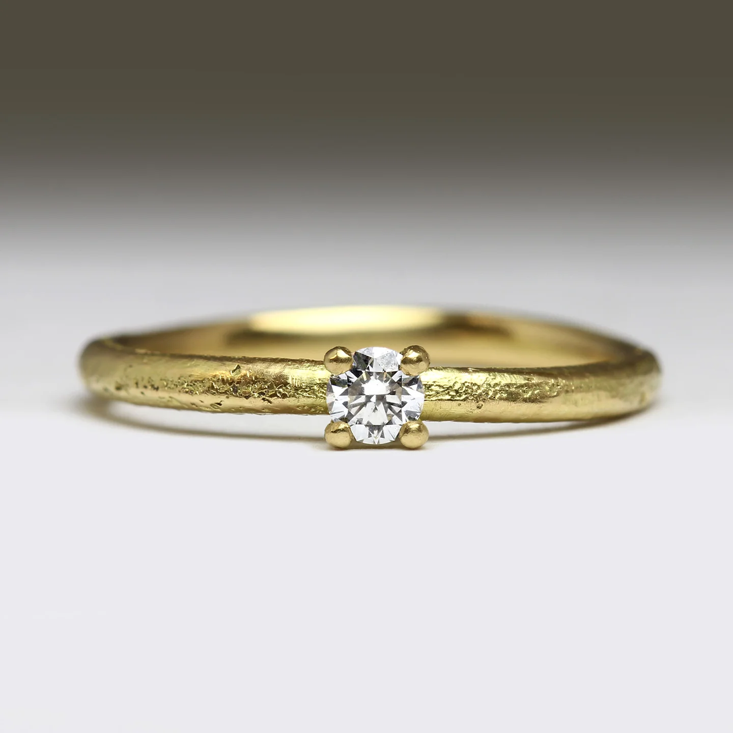 Tresco - Sandcast Solitaire 0.1ct Diamond Ring - Image 6