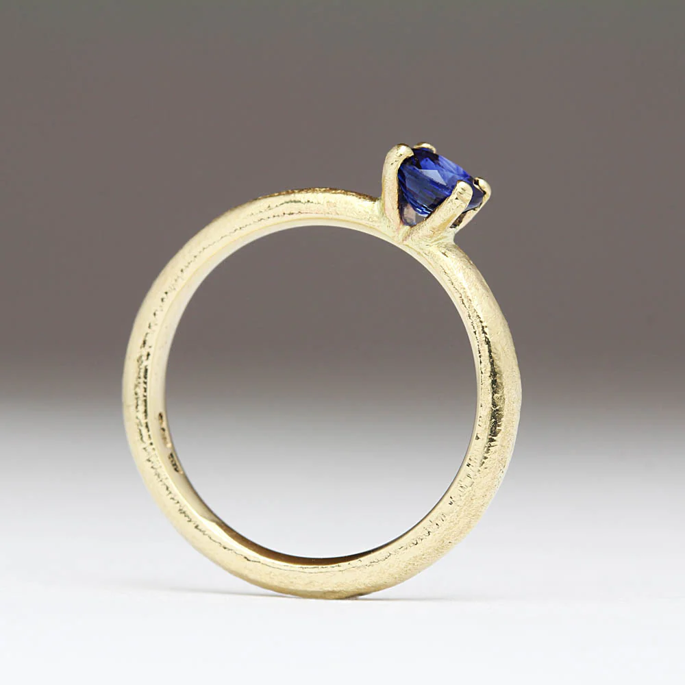 Porthmeor - Sandcast 0.6ct Royal Blue Sapphire Ring - Image 4