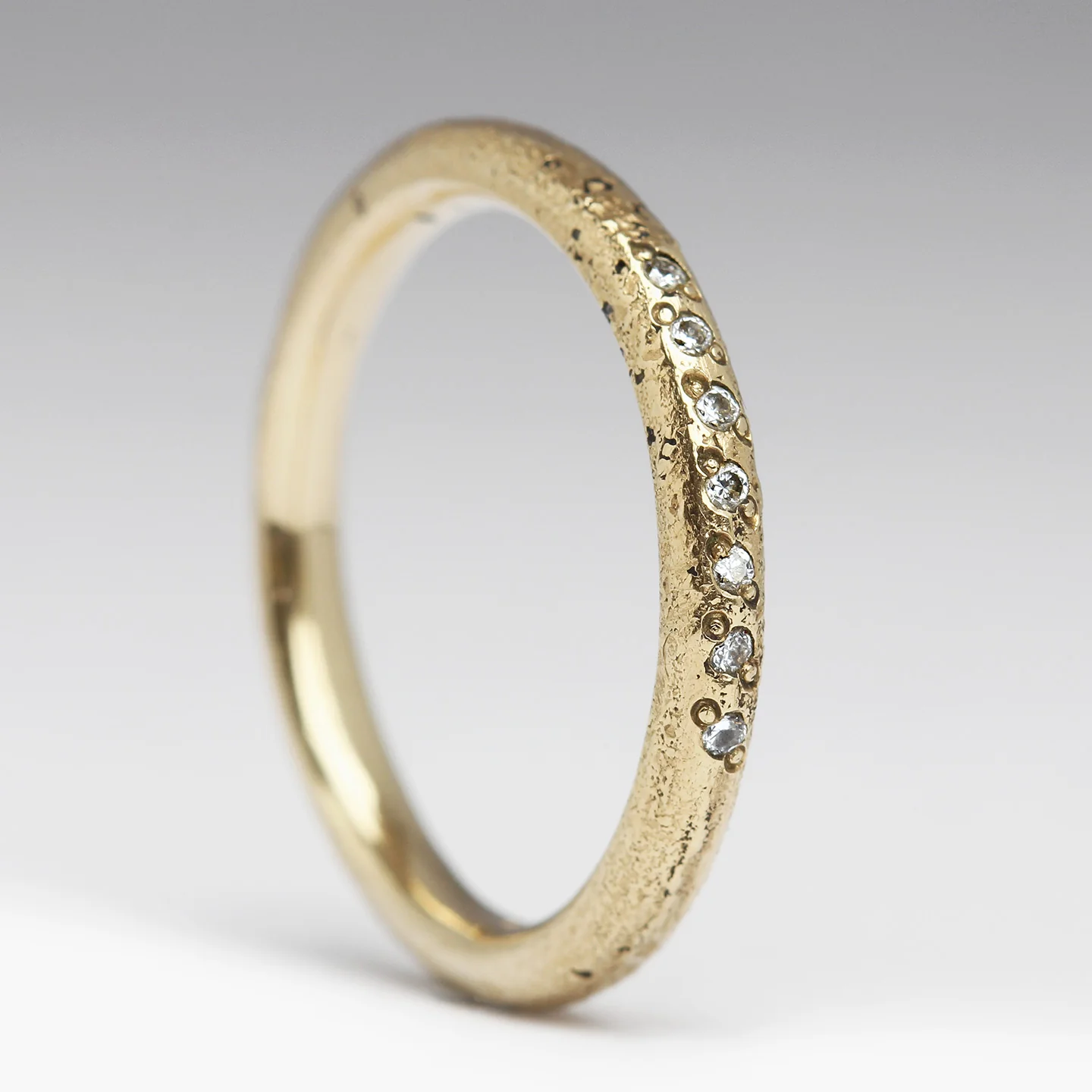 Sandcast Bead Set Diamond Ring - Image 4