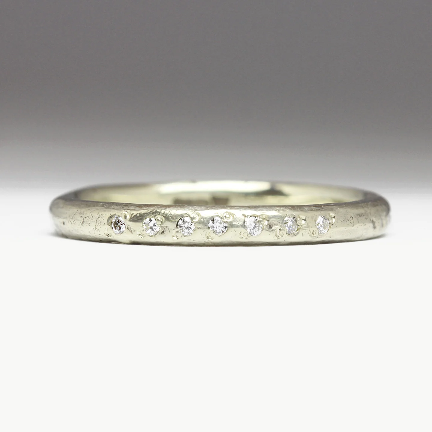 Sandcast Bead Set Diamond Ring - Image 5
