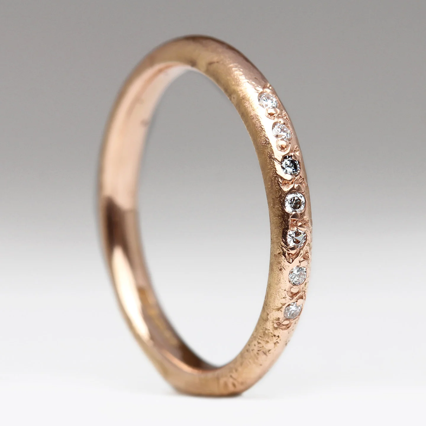 Sandcast Bead Set Diamond Ring - Image 7