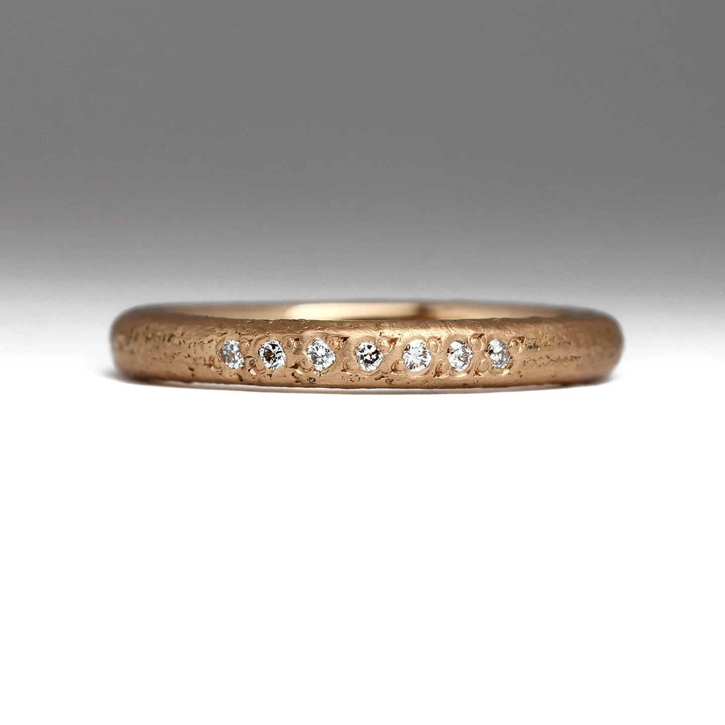 Sandcast Bead Set Diamond Ring - Image 9