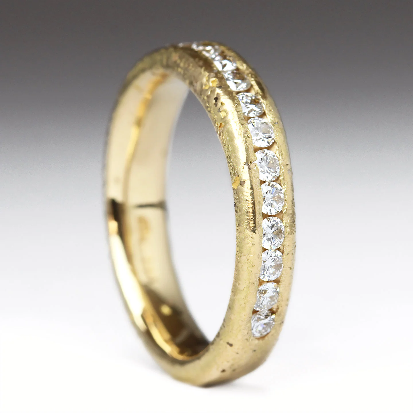 Sandcast Half Diamond Eternity Ring - Image 3