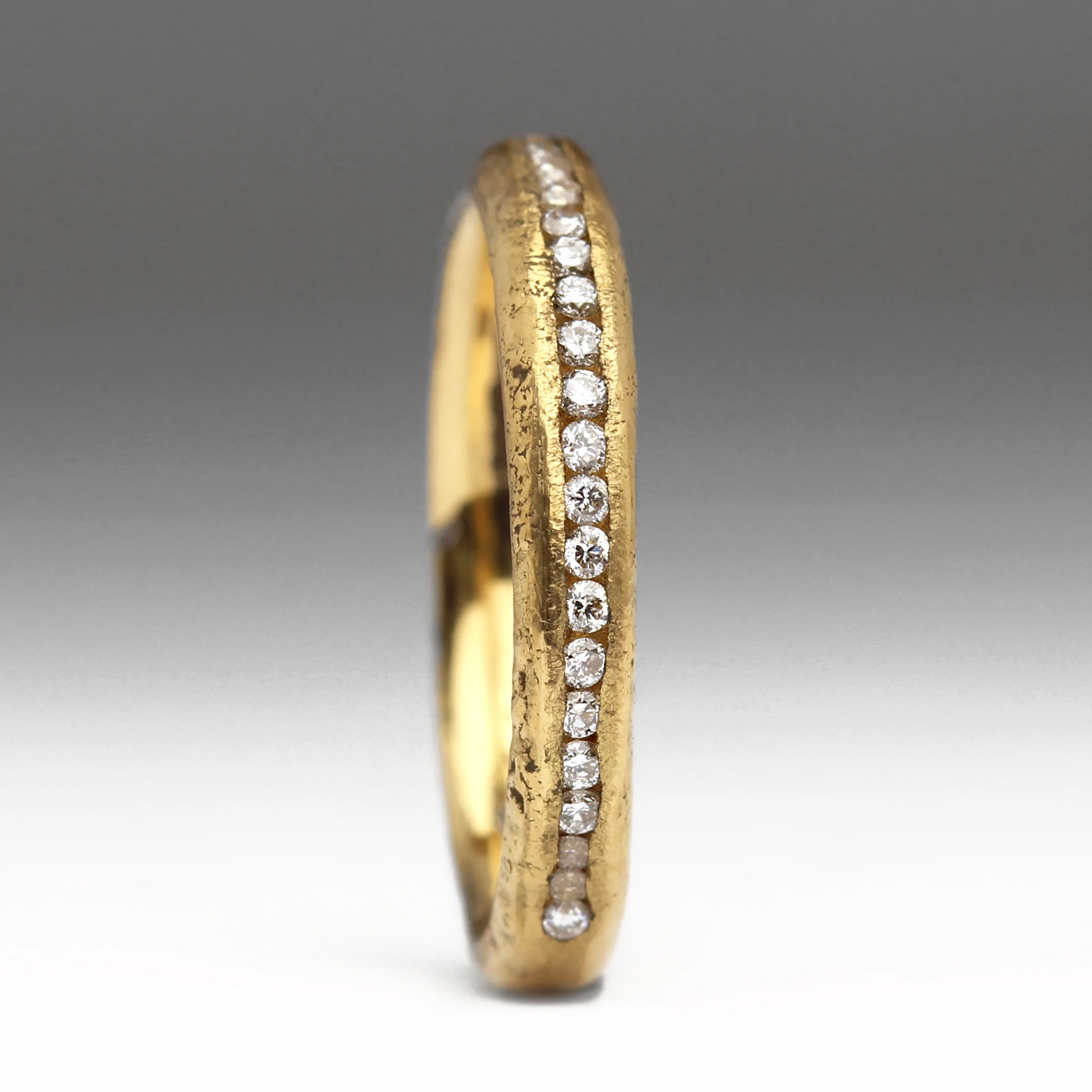 Sandcast Half Diamond Eternity Ring - Image 3
