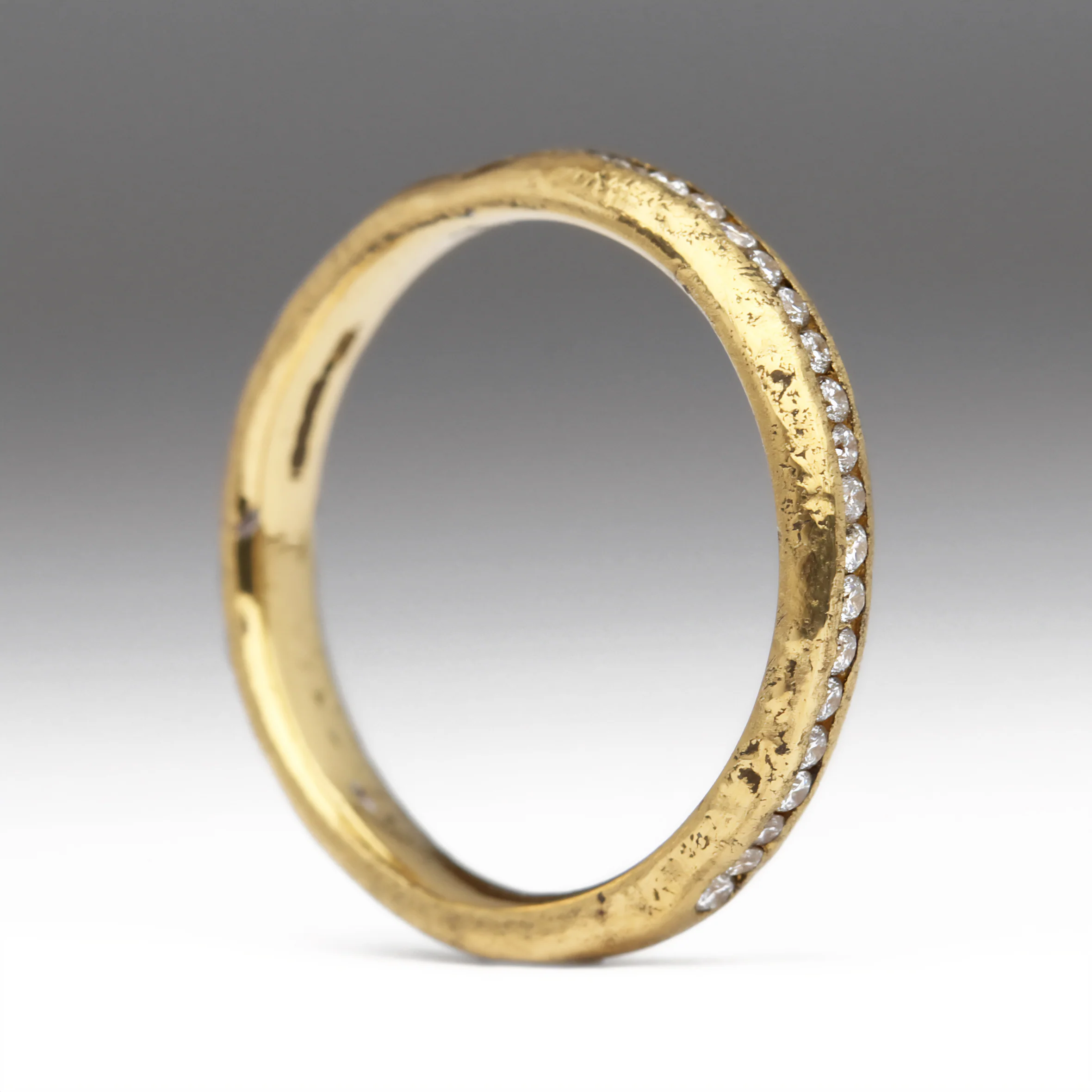 Sandcast Half Diamond Eternity Ring - Image 4