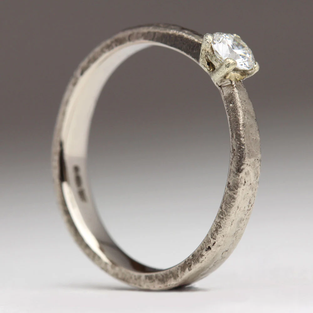 Holywell - Sandcast Solitaire 0.22ct Diamond Ring - Image 3