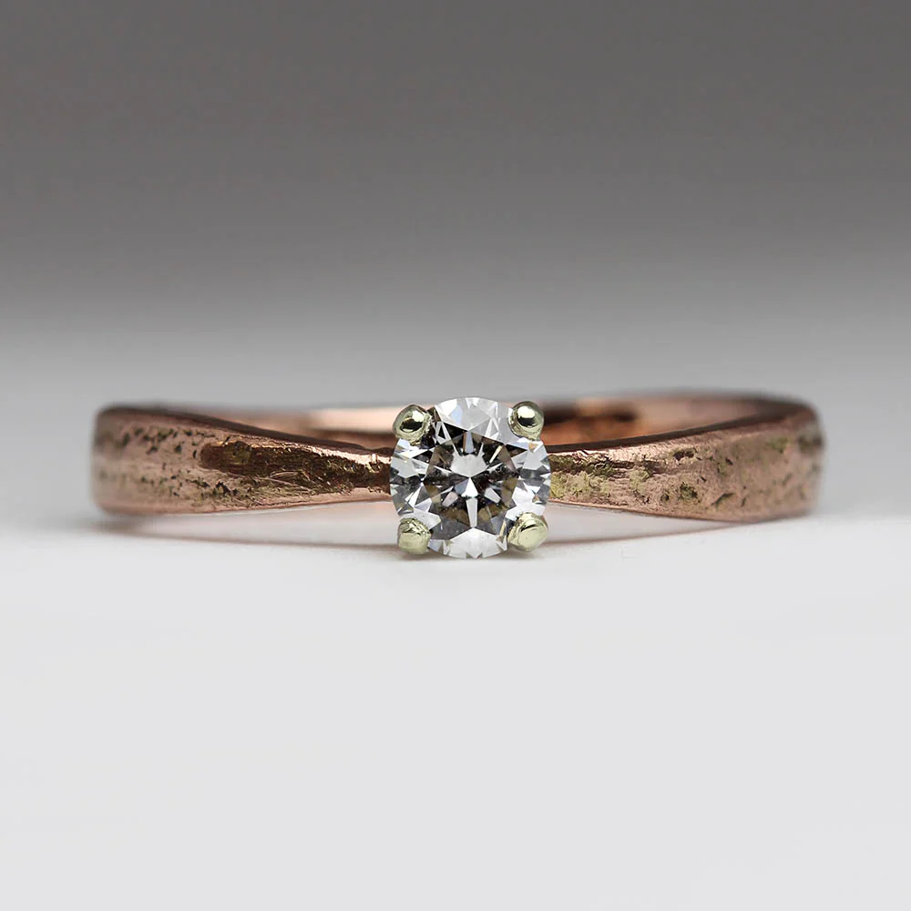 Holywell - Sandcast Solitaire 0.22ct Diamond Ring - Image 5