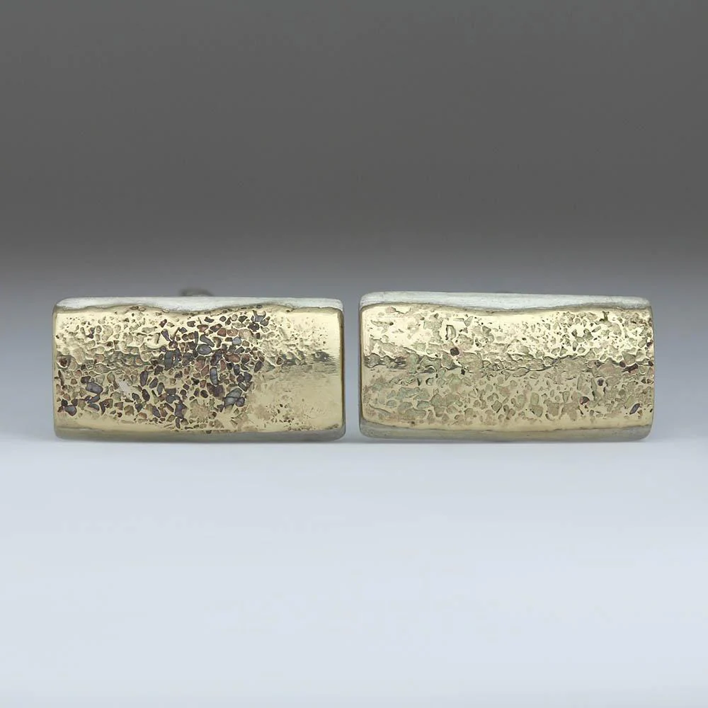 Silver and Sandcast 9ct Gold Cufflinks - Ready to Wear - Image 4
