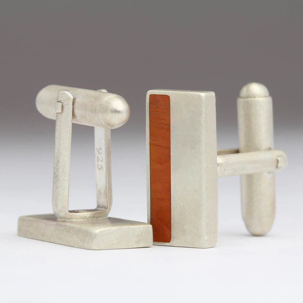 Smart Silver and Yew Cufflinks - C3L - Image 3
