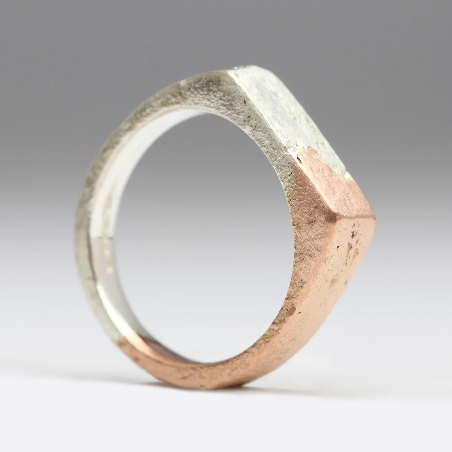 Two-Tone Rose Gold and Silver Signet Ring - Off the Bench Peg - Image 3